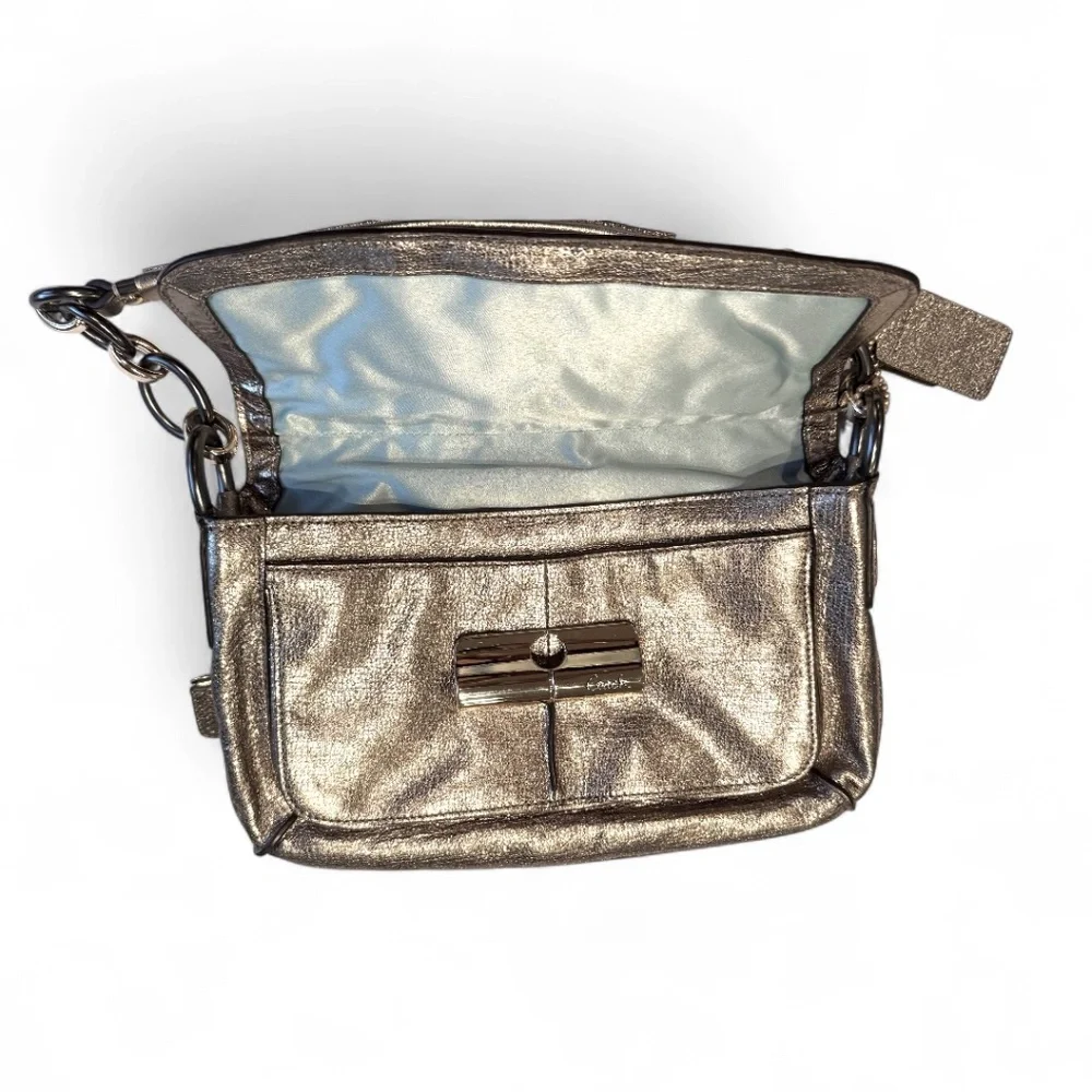 Coach Metallic Bronze Gold Leather Evening Shoulder Bag